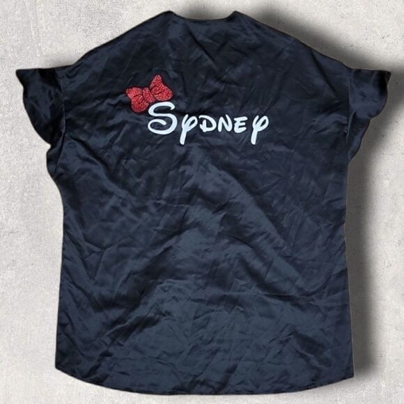 VICTORIA'S SECRET DISNEY "SYDNEY" BLACK SATIN ROBE - NEW - Picture 1 of 8